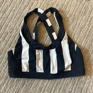 LULULEMON Vintage Bra Size 8 Striped Black And White